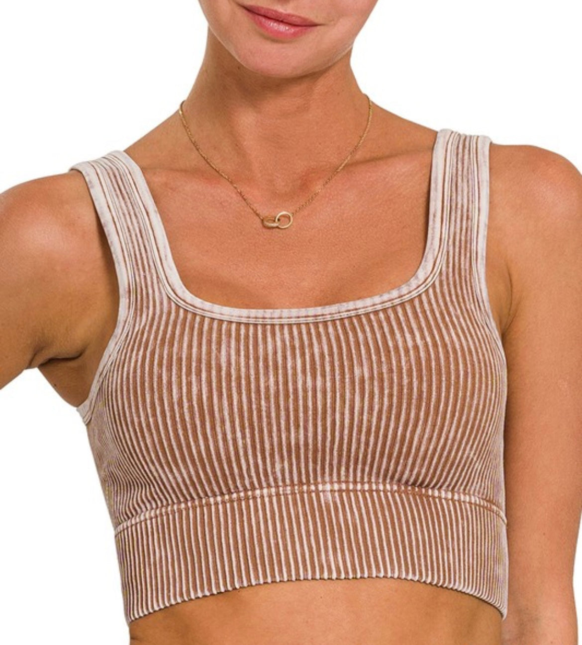 Ribbed Mineral Washed Bra - 3 Colors