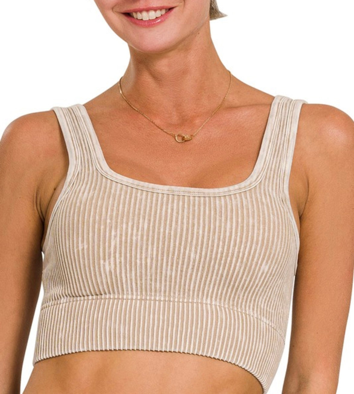 Ribbed Mineral Washed Bra - 3 Colors